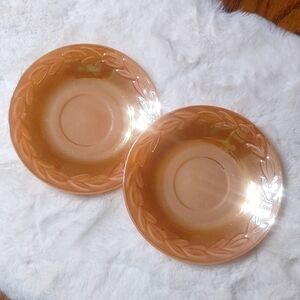 Vintage FIRE KING, Peach luster, Laurel Leaf tea plate, 6 inches 1950s (2)